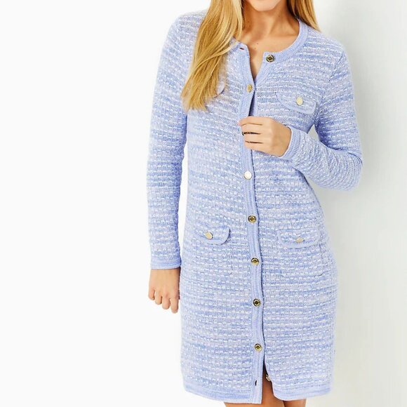 NWT Lilly Pulitzer Baneberry Cardigan Lark Lilac Metallic Marl Size Large - Picture 1 of 10